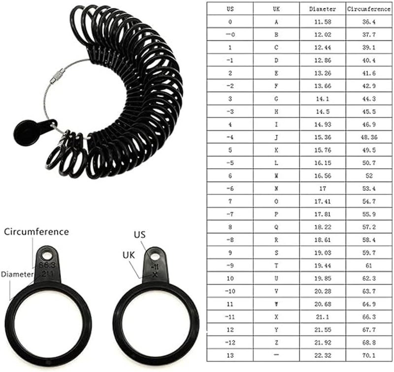TUNQISM 4Pcs Ring Sizer Measuring Tool Kit, Ring Mandrel Measurer, 27 PCS Measuring Ring Tool, US Ring Size 0-13, UK Ring Sizer A-Z,2 PCS Size 1-17 USA Rings Size - Image 2